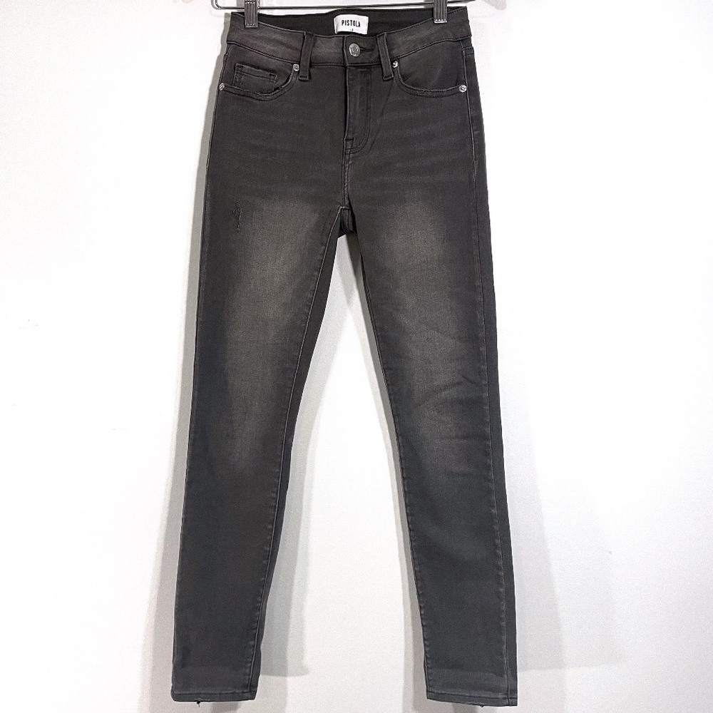 Pistola Mid Rise Skinny Jeans Gray Color Light Distressing Womens 25